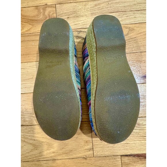 DANSKO Jute Pro Artisan Weave Rainbow Stripe Clogs - Picture 6 of 7